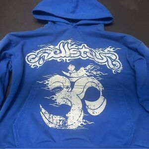 Blue Hoodie with White Graphic